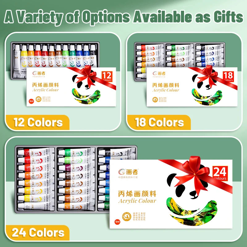 Acrylic Paint Set 12/18/24 Colors 5Ml/0.17Oz,Water-Proof Portable Art Rich Pigments for Dly Craft,Drawing,Painting,Canvas, Rock