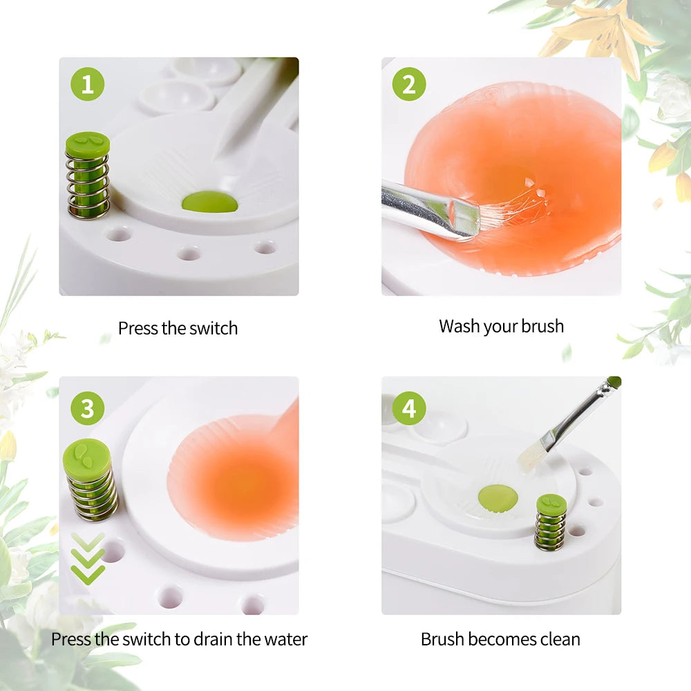 New 1PC Paint Brush Cleaner with Drain Button Automatic Water Circulation Paint Brush Cleaning Machine Cleaning Bucket Art Tool