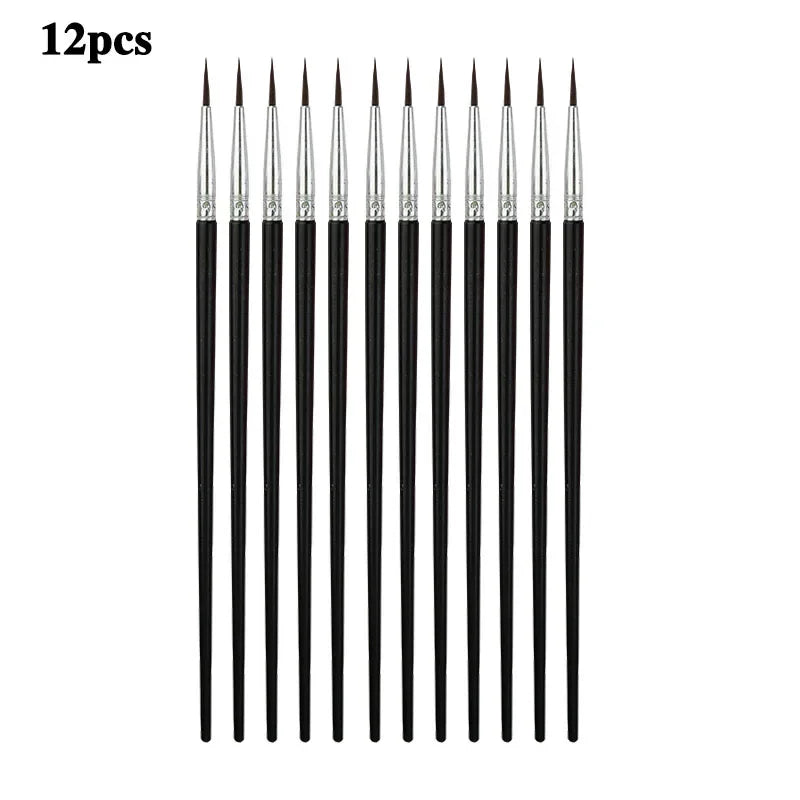 12/24 Pcs Painting Brushes Set Art round Flat Hair Nylon Hair Paint Brush Pen for Oil Acrylic Watercolor School Art Supplies