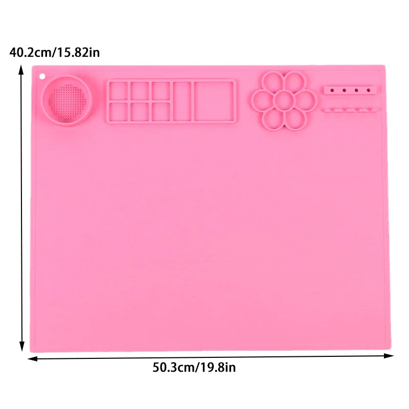 Large Silicone Art Mat, Silicone Painting Mat,Art Mat with Cup, Easy Clean Up, Protects Surfaces Perfectly for Paint