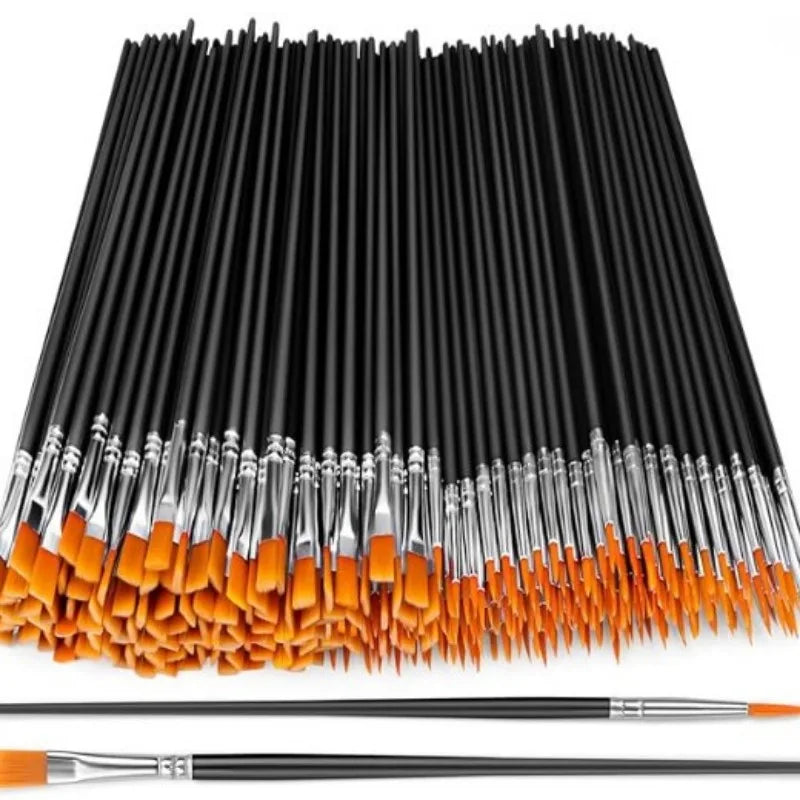 12/24 Pcs Painting Brushes Set Art round Flat Hair Nylon Hair Paint Brush Pen for Oil Acrylic Watercolor School Art Supplies
