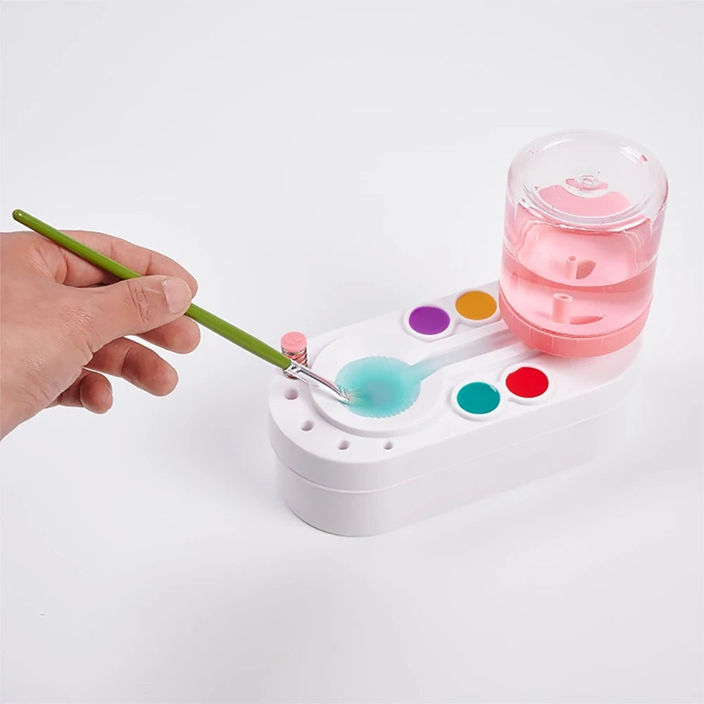 New 1PC Paint Brush Cleaner with Drain Button Automatic Water Circulation Paint Brush Cleaning Machine Cleaning Bucket Art Tool