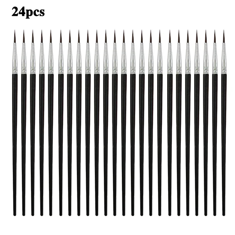 12/24 Pcs Painting Brushes Set Art round Flat Hair Nylon Hair Paint Brush Pen for Oil Acrylic Watercolor School Art Supplies