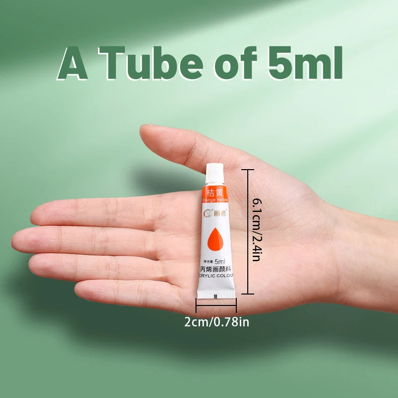 Acrylic Paint Set 12/18/24 Colors 5Ml/0.17Oz,Water-Proof Portable Art Rich Pigments for Dly Craft,Drawing,Painting,Canvas, Rock