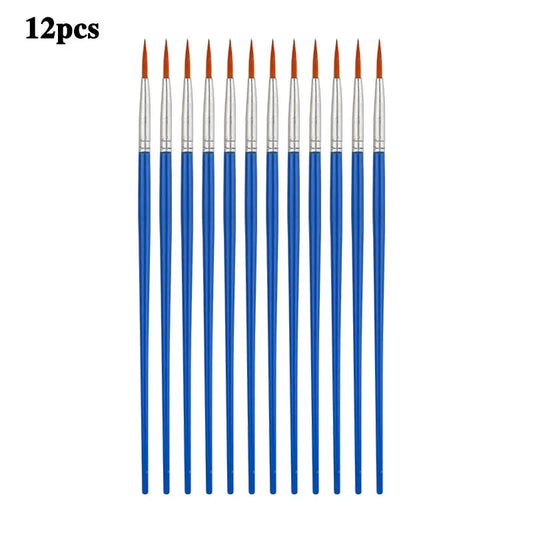 12/24 Pcs Painting Brushes Set Art round Flat Hair Nylon Hair Paint Brush Pen for Oil Acrylic Watercolor School Art Supplies